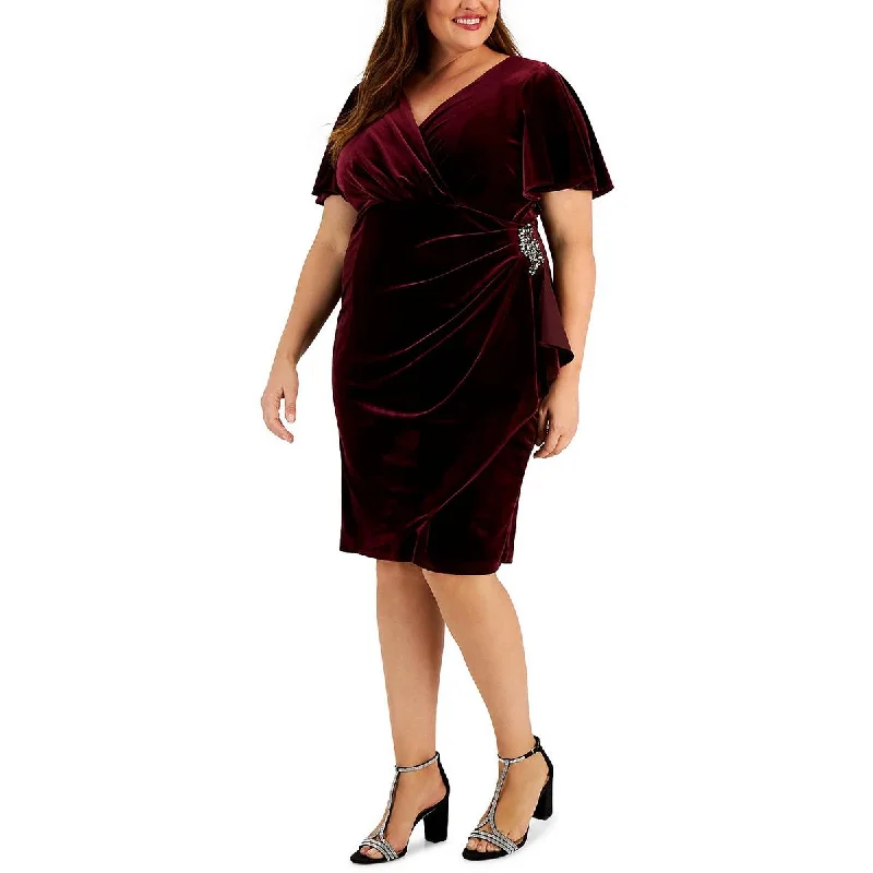 Boho-luxeSLNY Womens Plus Velvet Midi Sheath Dress