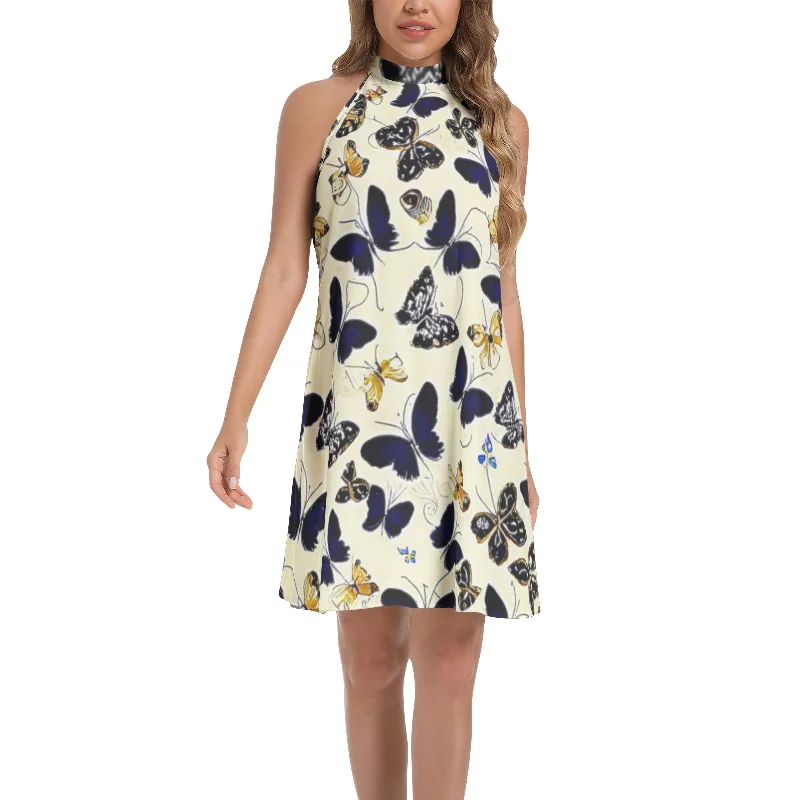 Urban-chicTie Back Halter Neck Flared Dress