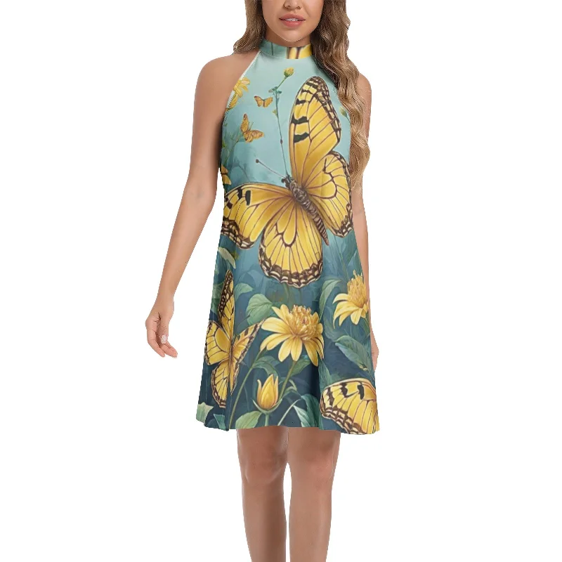 Metropolitan-coolTie Back Halter Neck Flared Dress