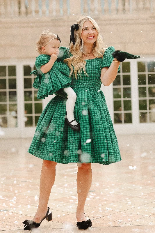 Artfully-simpleCupcake Dress in Bright Green Plaid