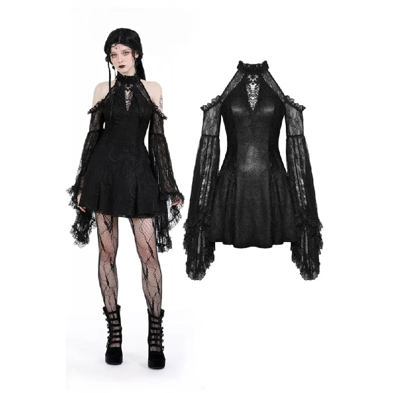 Nordic-inspiredWomen's Gothic Off Shoulder Lace Flared Sleeved Dress