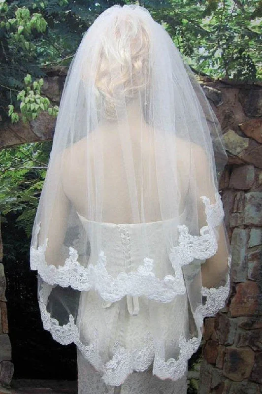 Pastel dream2T Tulle White Lace Veils with Comb WV7