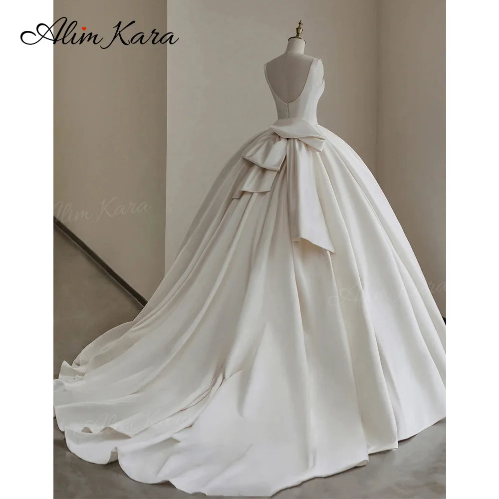 Ocean breeze readyWedding Dress Satin Square Collar Bow Bridal Princess B347 Plus Size Ocean breeze readyWedding Dress Satin Square Collar Bow Bridal Princess B347 Plus Size
