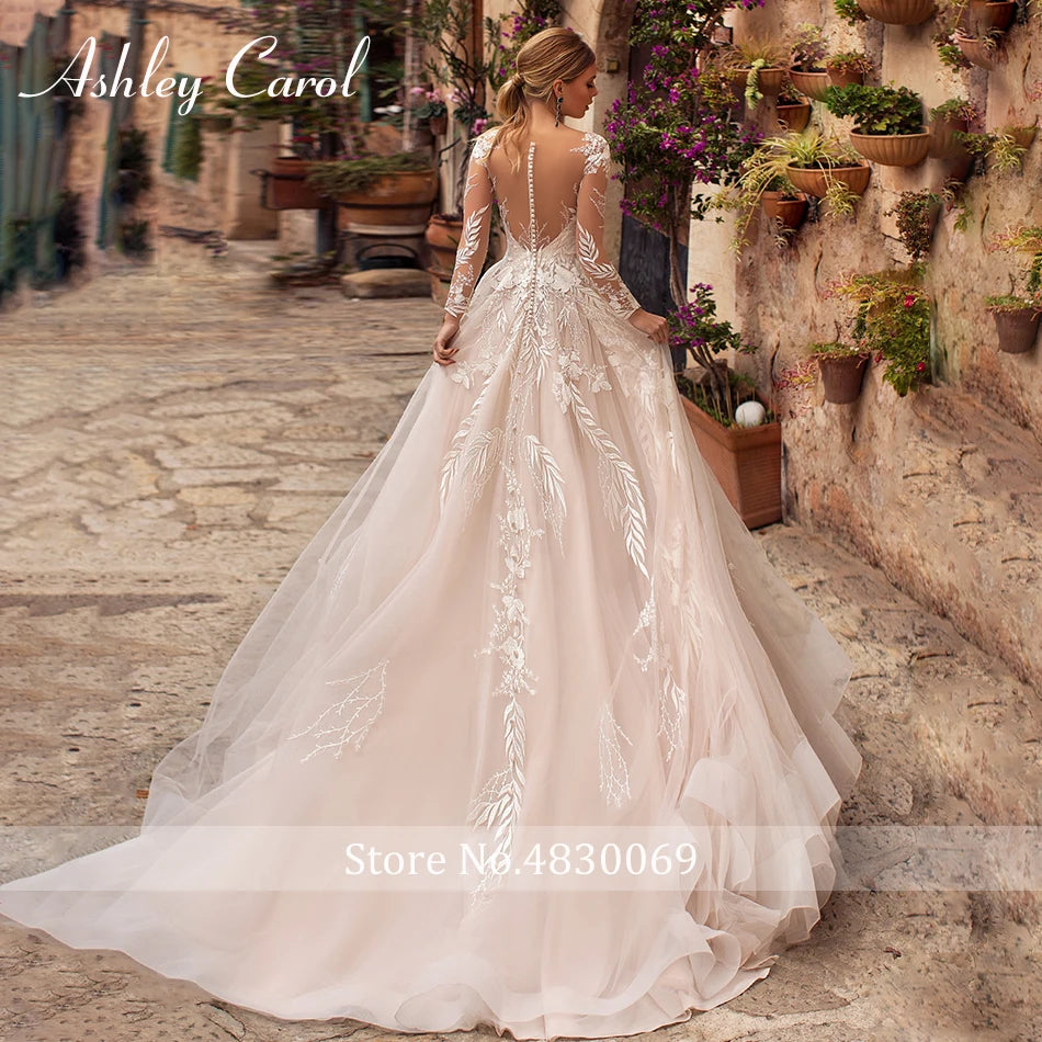 Understated eleganceWedding Dresses For Women Appliques Tulle Backless Long Sleeve Understated eleganceWedding Dresses For Women Appliques Tulle Backless Long Sleeve