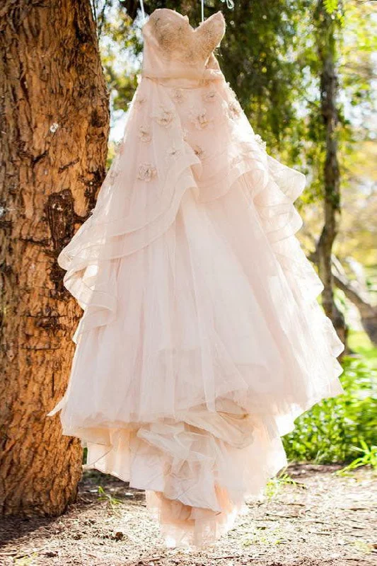ChicBeautiful A Line Sweetheart Flower Cheap Bridal Gowns, Princess Wedding Dress OKE34