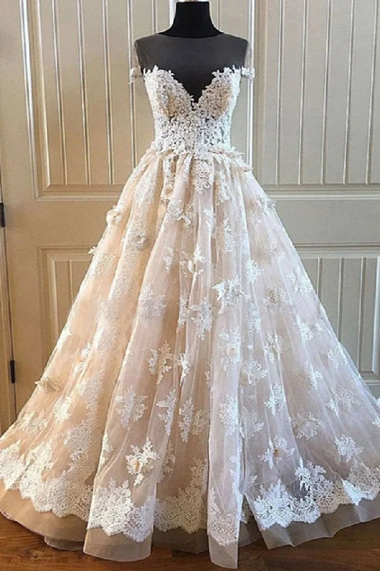 Athleisure-inspiredCharming Lace Long A Line Prom Dress, Long Wedding Dresses With Cap Sleeves OKE92 Athleisure-inspiredCharming Lace Long A Line Prom Dress, Long Wedding Dresses With Cap Sleeves OKE92