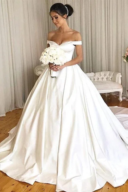 Layered effortlessCharming Simple Style Satin Ball Gown Wedding Dress Modest Bridal Dress OKD98 Layered effortlessCharming Simple Style Satin Ball Gown Wedding Dress Modest Bridal Dress OKD98