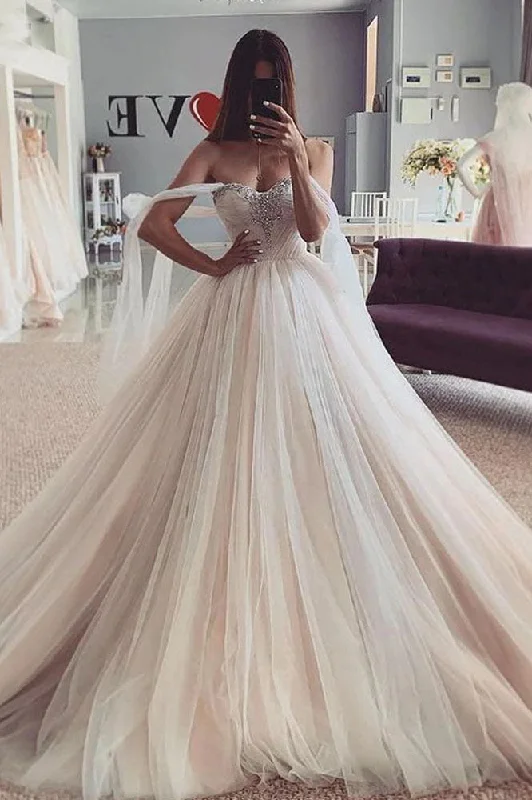 Parisian classicCharming Tulle Off the Shoulder Ball Gowns Wedding Dress With Beading OKV63 Parisian classicCharming Tulle Off the Shoulder Ball Gowns Wedding Dress With Beading OKV63