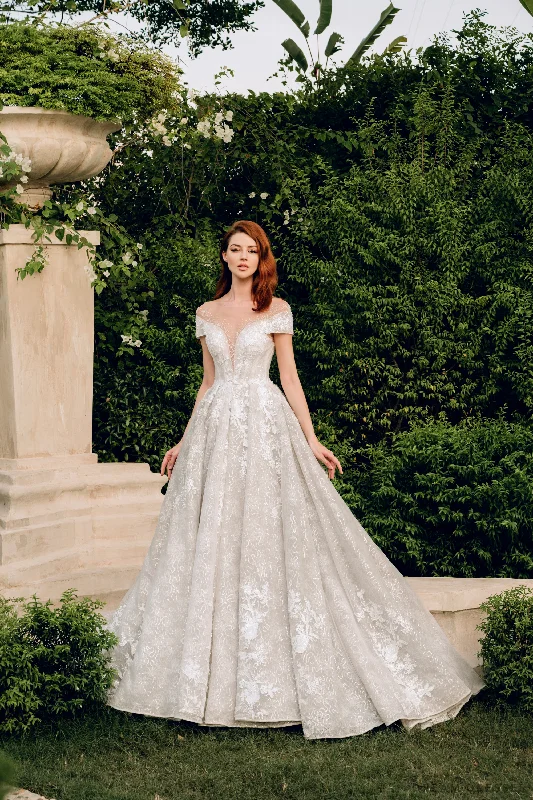 ElegantIllusion Neckline Ball Gown Wedding Dress (#VENEZIA)