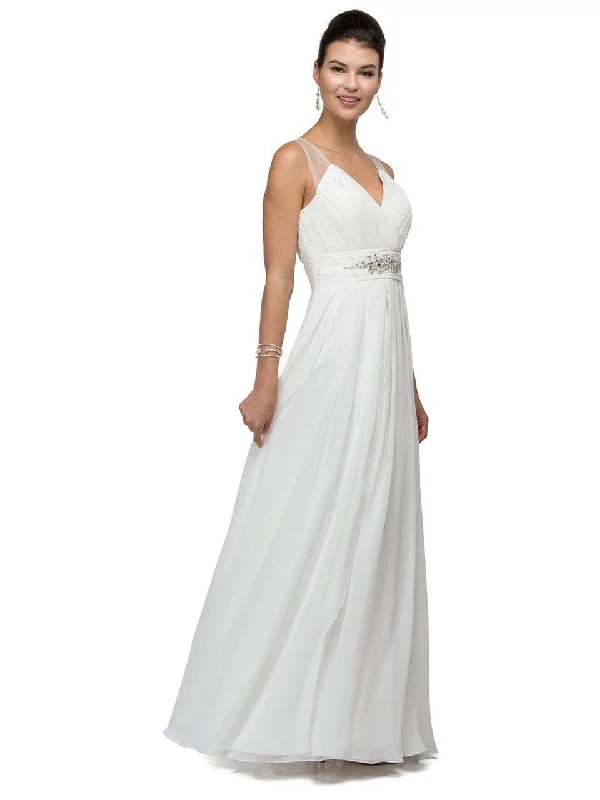 Timelessly-elegantDancing Queen Bridal 9539 - Beaded Waist A-Line Long Dress
