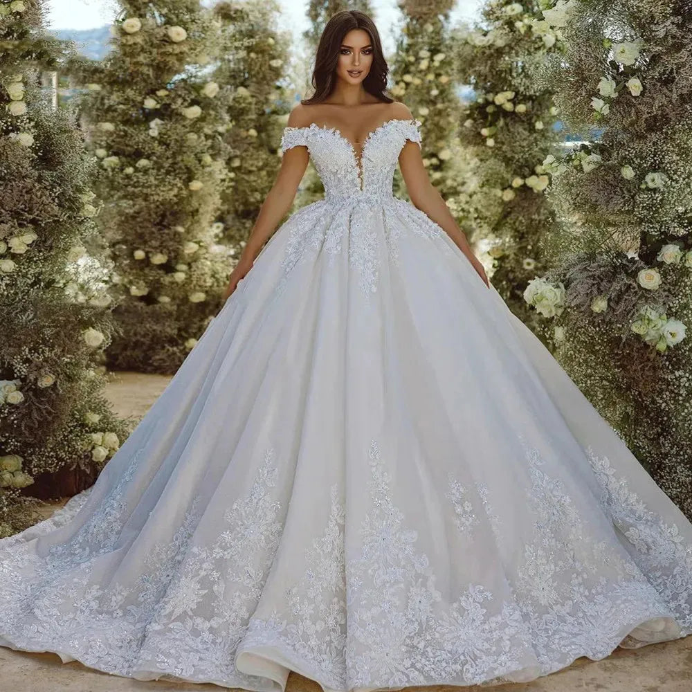 Minimal-glamWedding Dresses Sweetheart Off The Shoulder Vestido De Novia Lace
