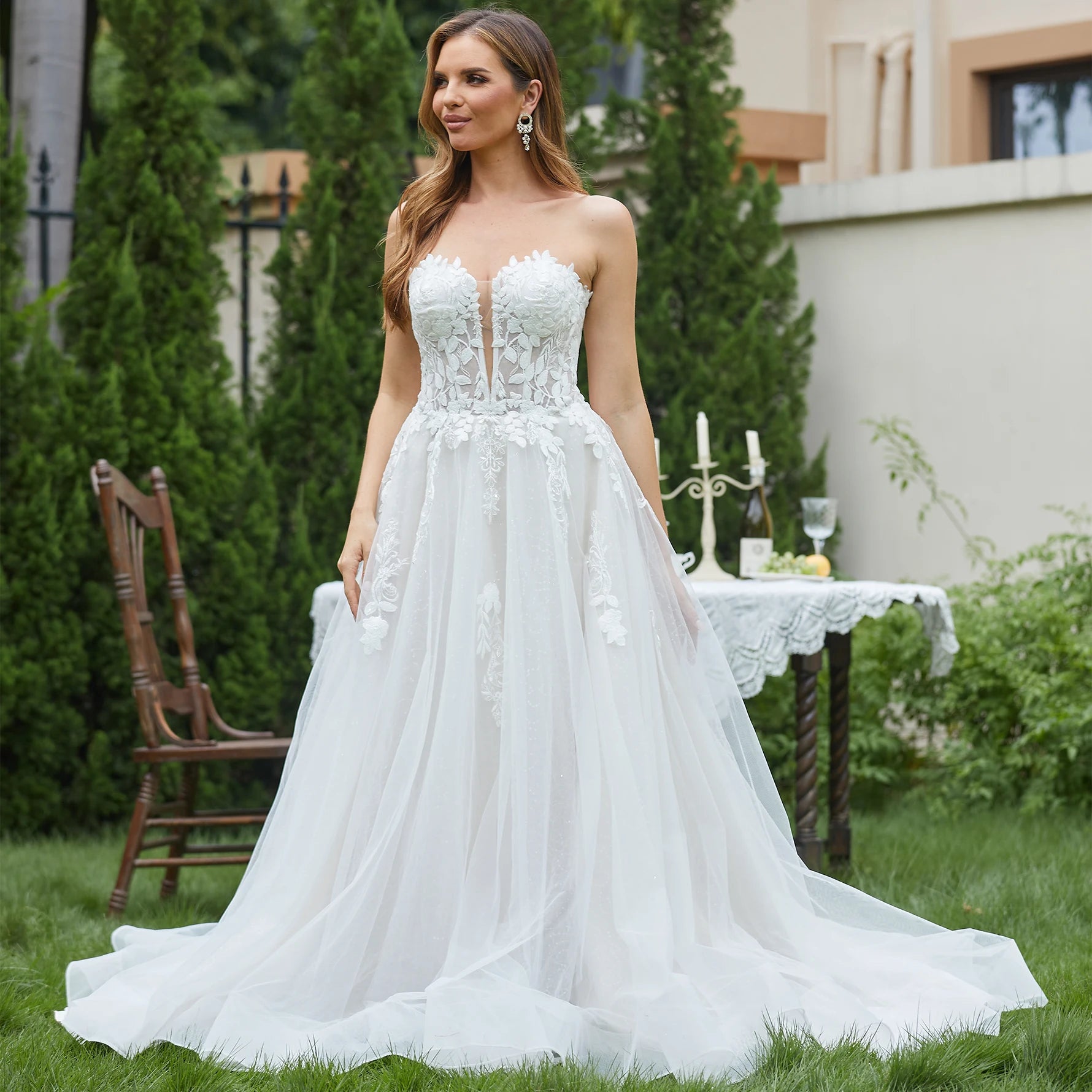 Shimmer & shineWedding Dresses for Women Sleeveless Deep V-Neck Sparkly Bridal Gowns Shimmer & shineWedding Dresses for Women Sleeveless Deep V-Neck Sparkly Bridal Gowns