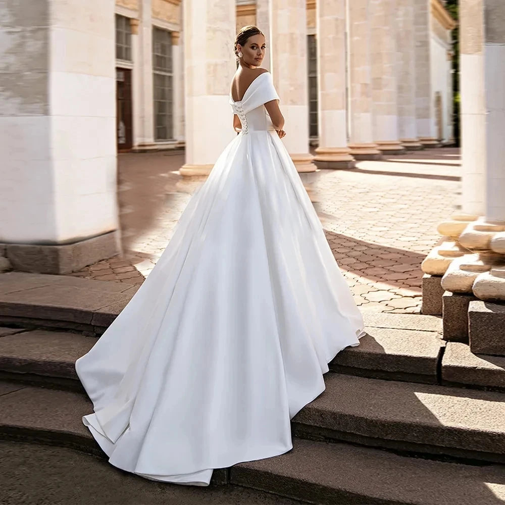 Sport-meets-streetWedding Dresses Off The Shoulder Satin A-Line Bridal Gowns For Formal Party Sport-meets-streetWedding Dresses Off The Shoulder Satin A-Line Bridal Gowns For Formal Party