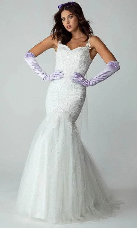 Easy-breezyEureka Fashion - 9957A Embroidered Trumpet Prom Gown