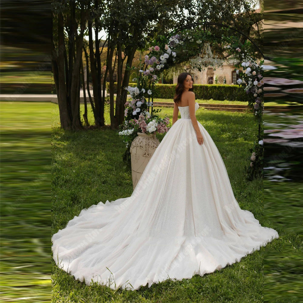 Urban-styleA-Line Women Wedding Dresses Elegant Lace Shining Sequins Bridal Gowns
