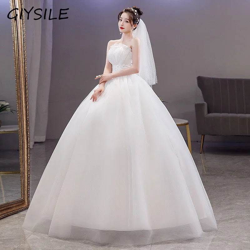 PolishedWedding Dress Plus Size Evening Dress Korean Style Tube Top Temperament