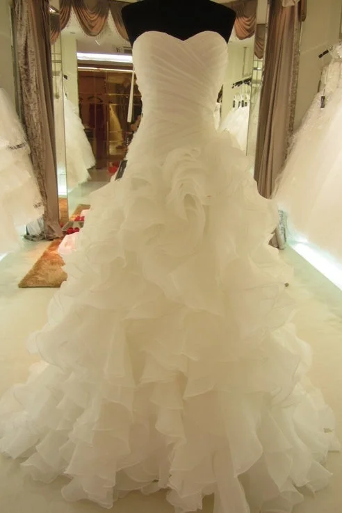 Functional-streetLace Up Simple Ivory A-line Sweetheart Cheap Plus Size Wedding Dress W24