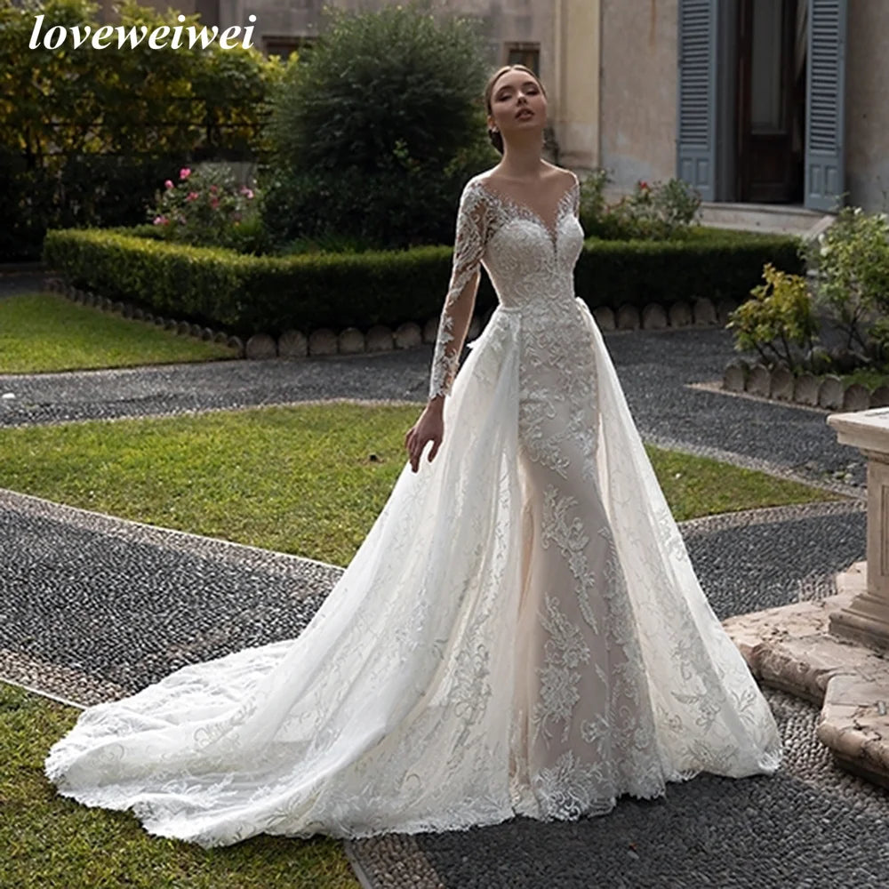 Alluring silhouetteWedding Dress Detachable A-Line Skirt Bridal Gown