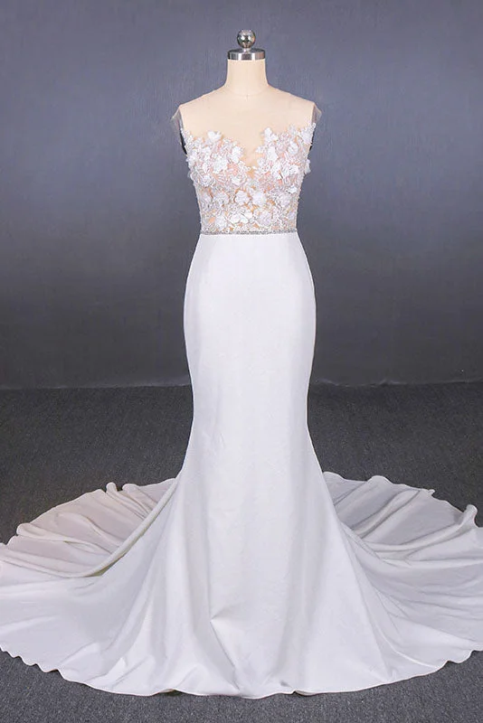 Relaxed glamourMermaid Appliques Long Stunning Wedding Dresses, Long Bridal Dresses OKQ19