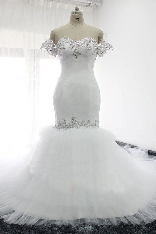 Muted-tone minimalismMermaid Sweetheart White Beading Wedding Dress Elegant Bridal Dress OKQ77 Muted-tone minimalismMermaid Sweetheart White Beading Wedding Dress Elegant Bridal Dress OKQ77