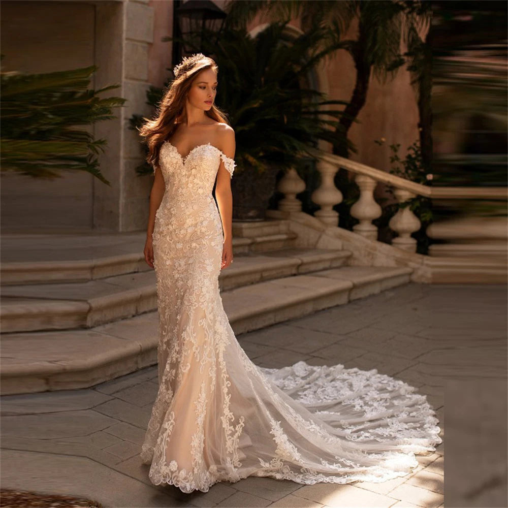 FashionableWedding Gowns for Bride Off Shoulder Sleeve Bride