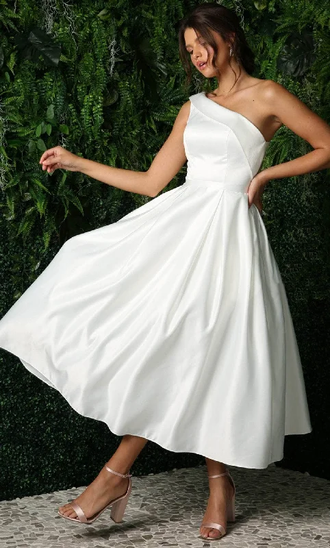 Feminine & refinedNox Anabel JE931W - Asymmetrical Neckline Dress