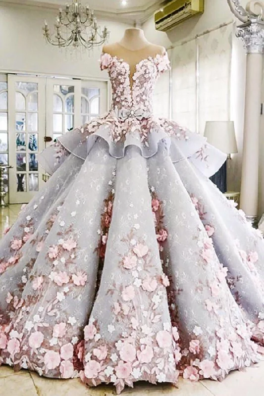 Soft rufflesPretty Backless Quinceanera Dress,Ball Gowns Long Wedding/Prom Gown OK258