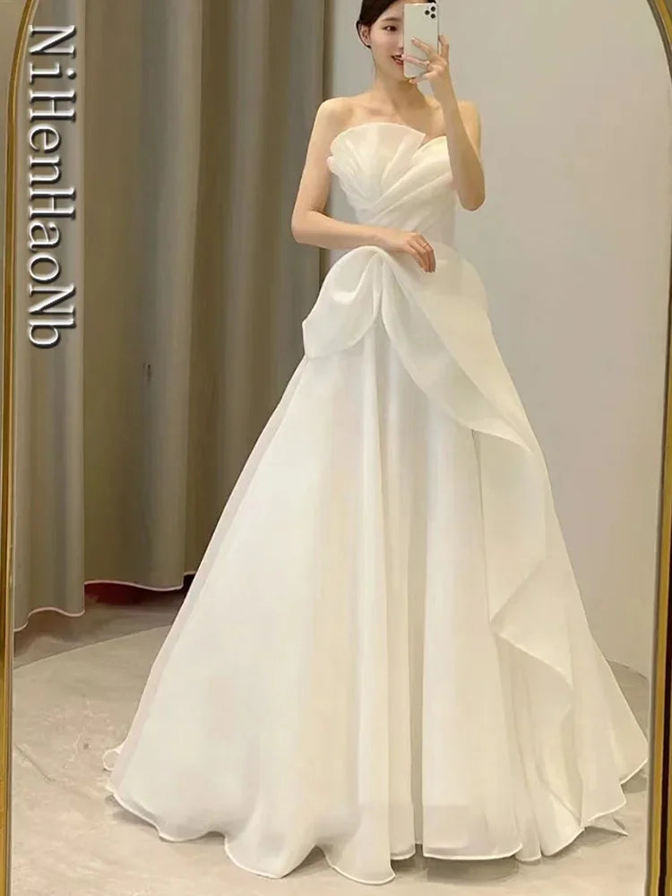 Seaside sophisticationWedding Dresses Strapless Fashion Bride Dress Vestidos De Novia Seaside sophisticationWedding Dresses Strapless Fashion Bride Dress Vestidos De Novia