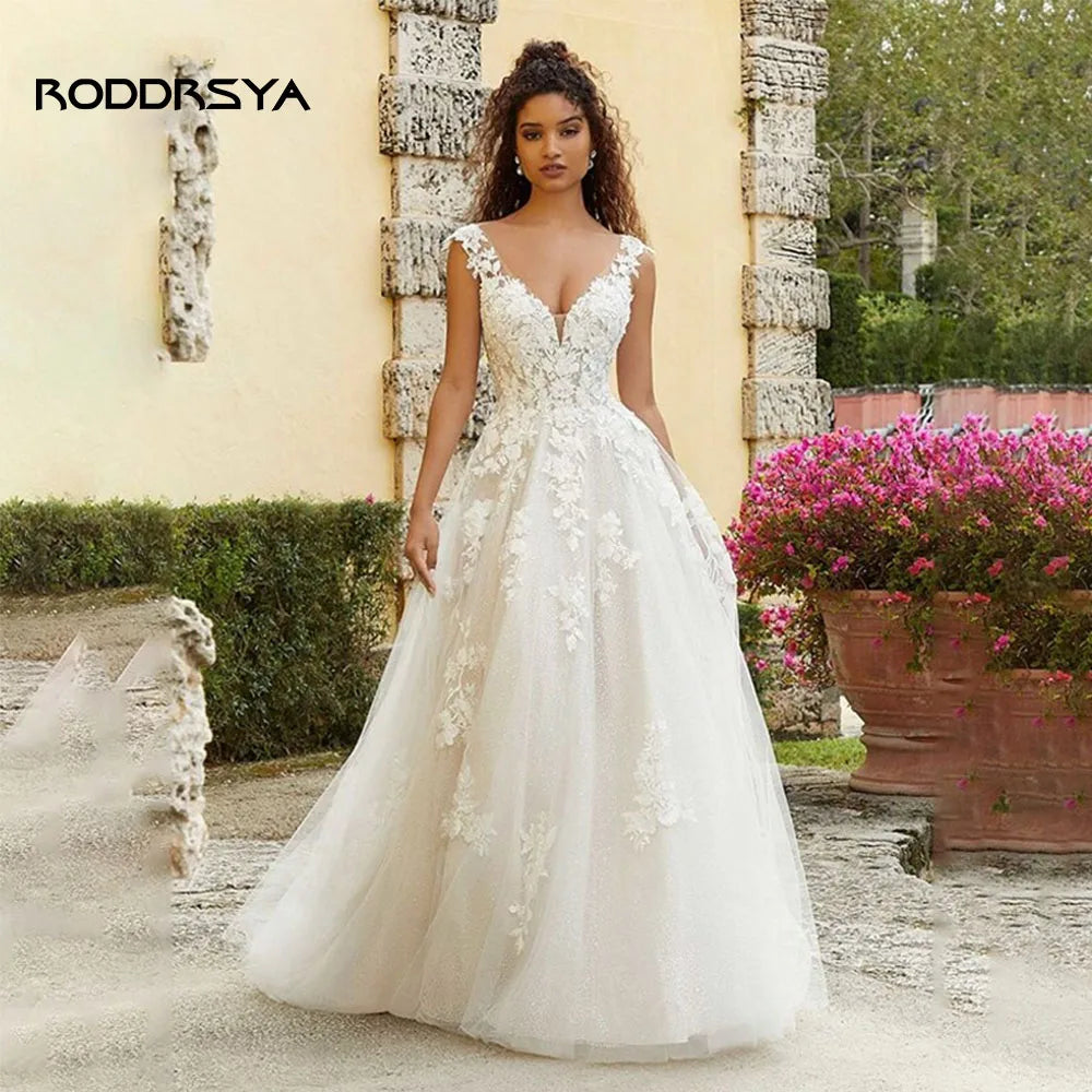 Old Hollywood glamV-neck Boho Wedding Dresses Floor-length Tulle Vestido De Noiva Appliques Old Hollywood glamV-neck Boho Wedding Dresses Floor-length Tulle Vestido De Noiva Appliques