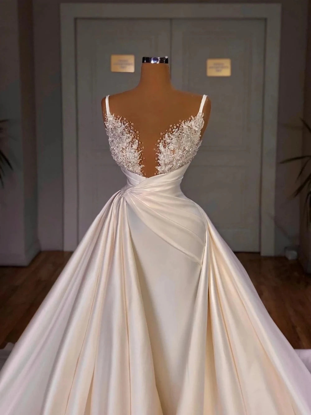 LuxeWedding Dresses Appliques Crystals A-line Bridal Gown Elegant
