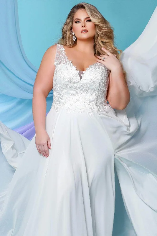 British eleganceSydney's Closet Bridal SC5295 - Chiffon-Made A-line Sleeveless Gown