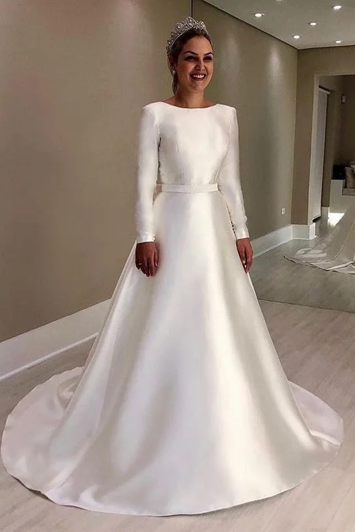 Distressed lookVintage Long Sleeves Ivory Backless Simple Style Wedding Dress With Bowknot OKD96 Distressed lookVintage Long Sleeves Ivory Backless Simple Style Wedding Dress With Bowknot OKD96
