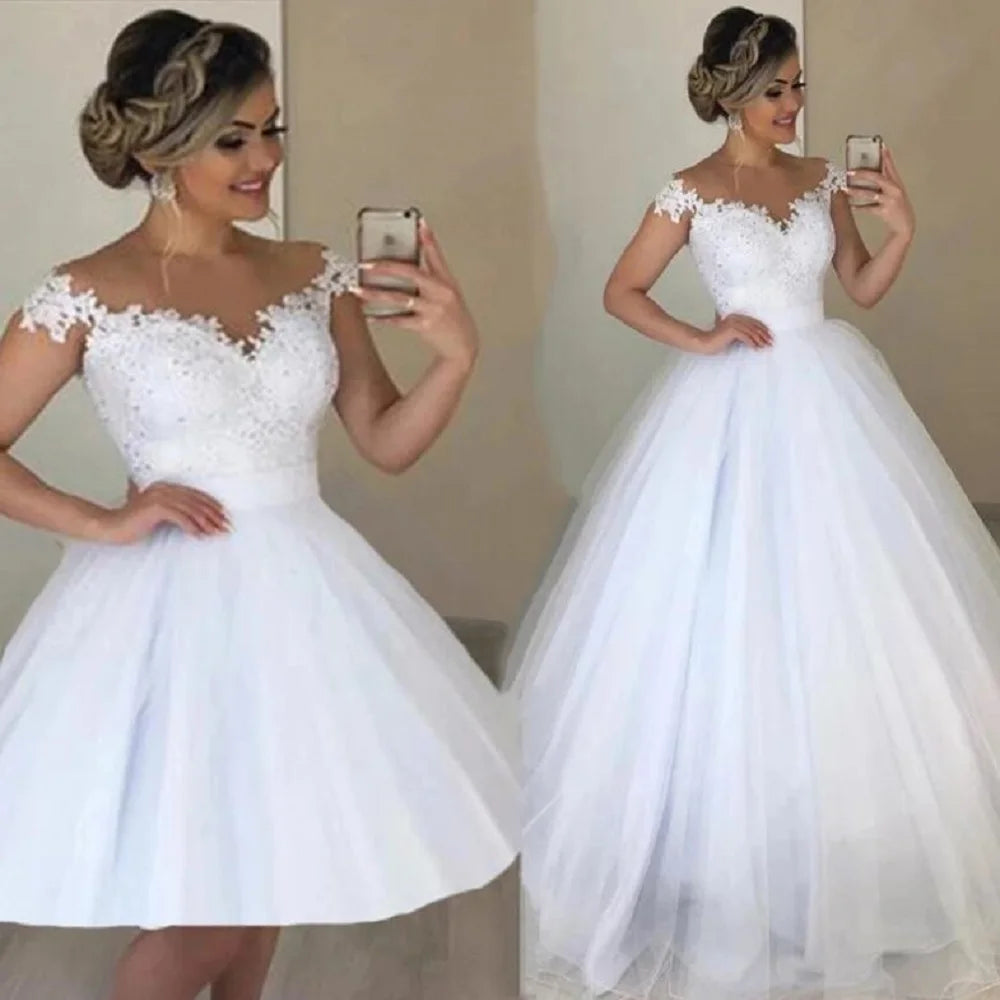High-street styleWedding Dresses Off The Shoulder 2 in 1 Prom Gowns Lace Up Back Bridal High-street styleWedding Dresses Off The Shoulder 2 in 1 Prom Gowns Lace Up Back Bridal