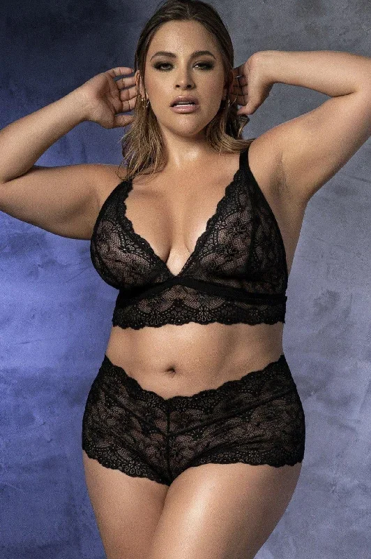 Plus Size Lace Bralette Set