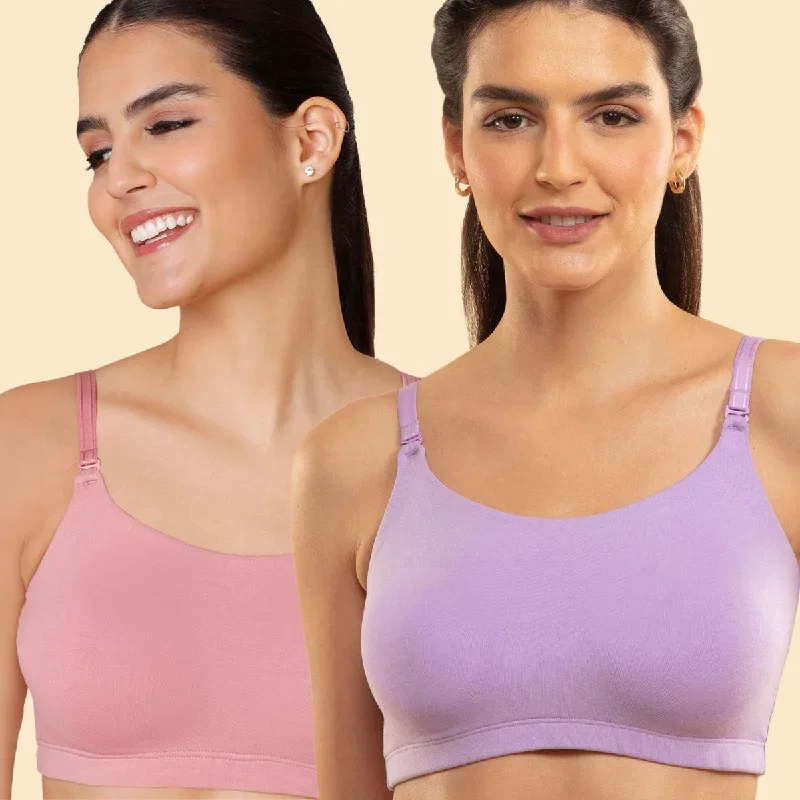 Nykd by Nykaa Easy Breezy Slip on Bra PO2 NYB165 Pink and Lavender