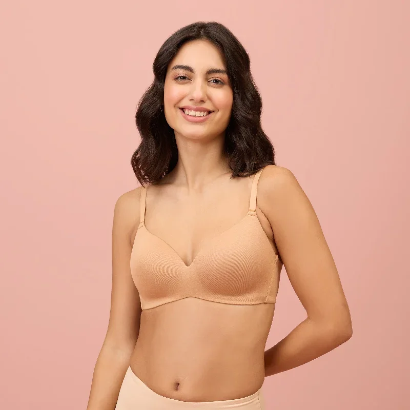 Nykd By Nykaa Modal Akin to Skin Padded Wireless T-Shirt Bra 3/4th Coverage - Tan NYB013