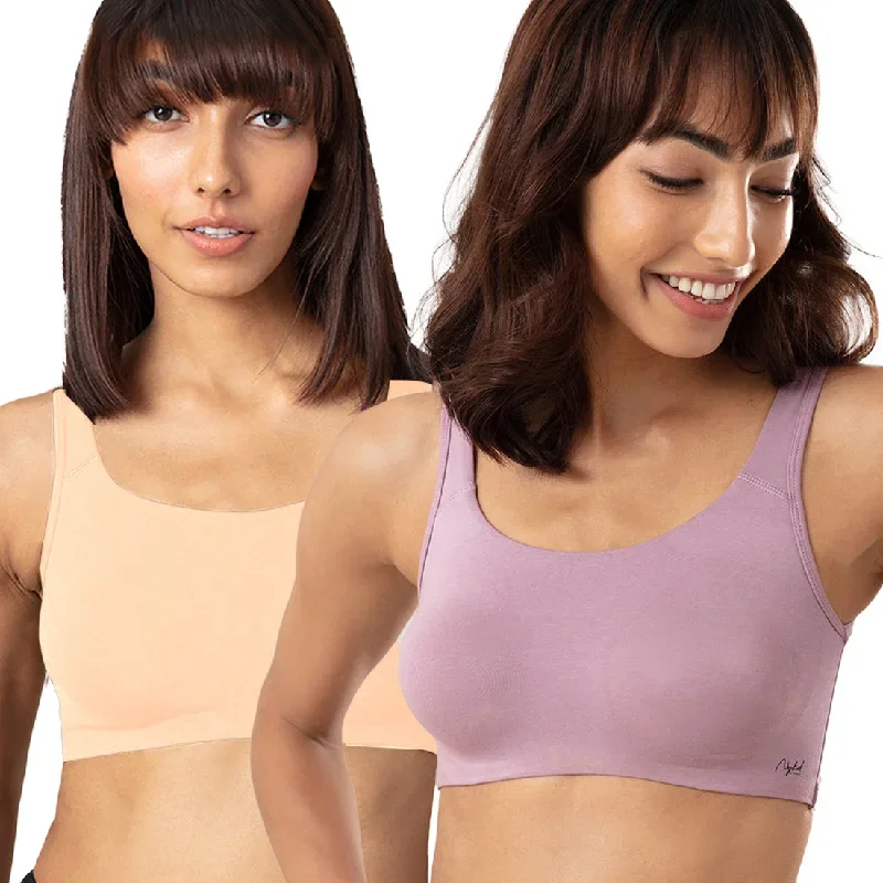 Pack of 2 Soft cup easy-peasy slip-on bra with Full coverage - NYB113 Elderberry & Skin