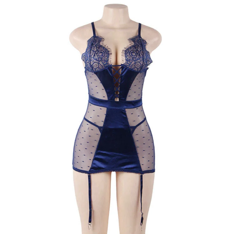 Plus Bring Back the Heat See-through Mesh Lace Lingerie Set