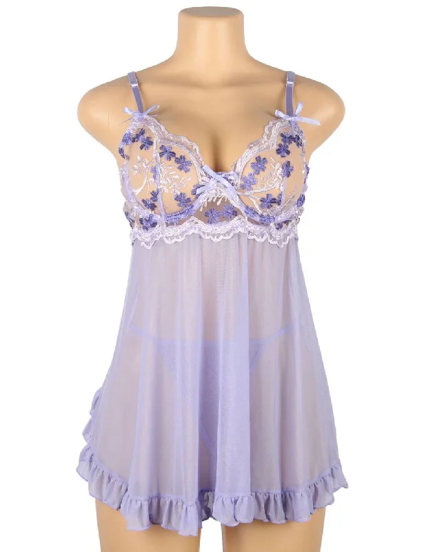 Plus Lavender Dreams Nightgown Lingerie Set