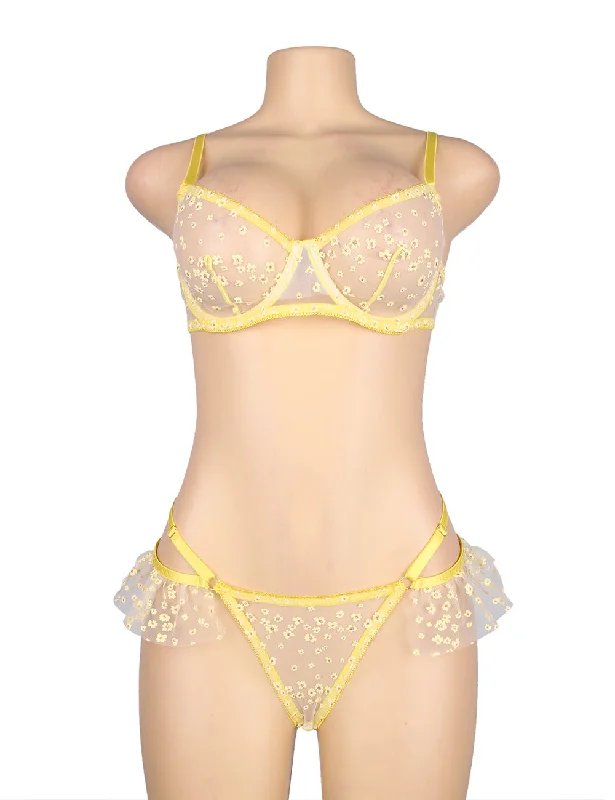 Plus Princess  Floral Mesh Lingerie Set