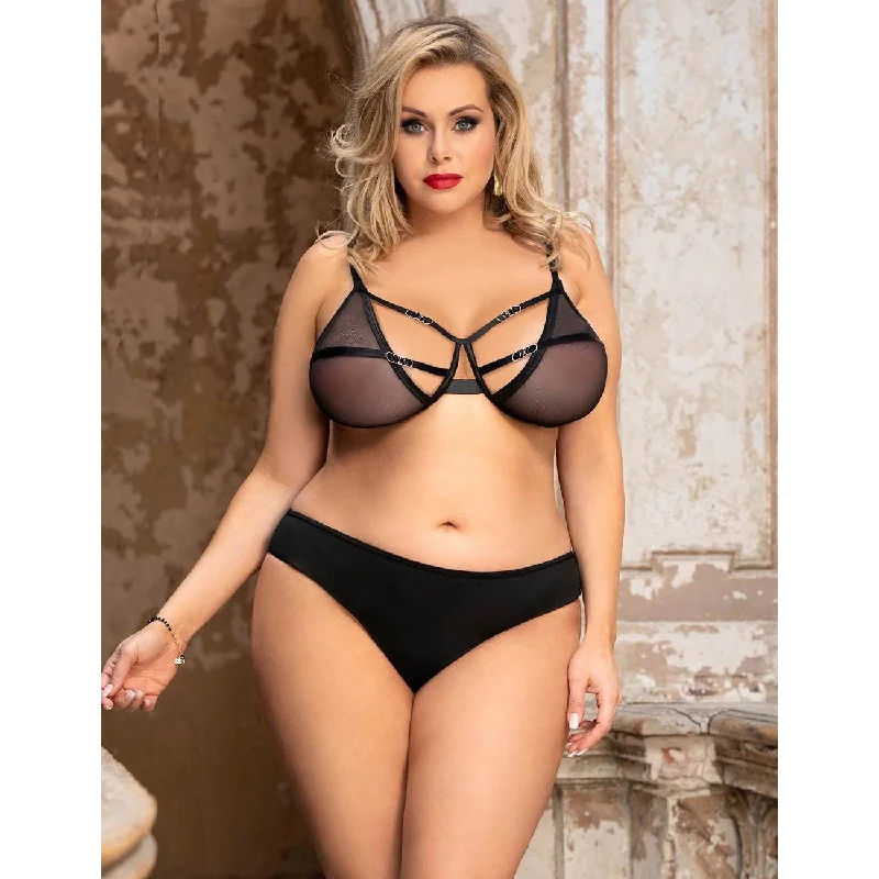 Plus Size Black Sugar Baby’s Treasure  Bra Set Without Underwire