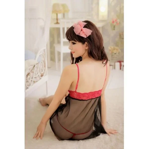 sexy-strapless-lace-babydoll-nightwear-with-floral-chest-black-red