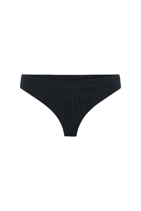 The Ribbed G-String - Black