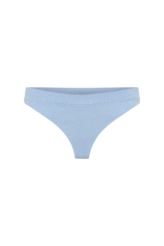 The Ribbed G-String - Sky Blue